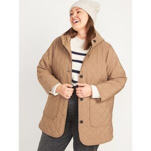 Old Navy Camel size small Quilted Long-Line Hooded Liner Jacket for Women